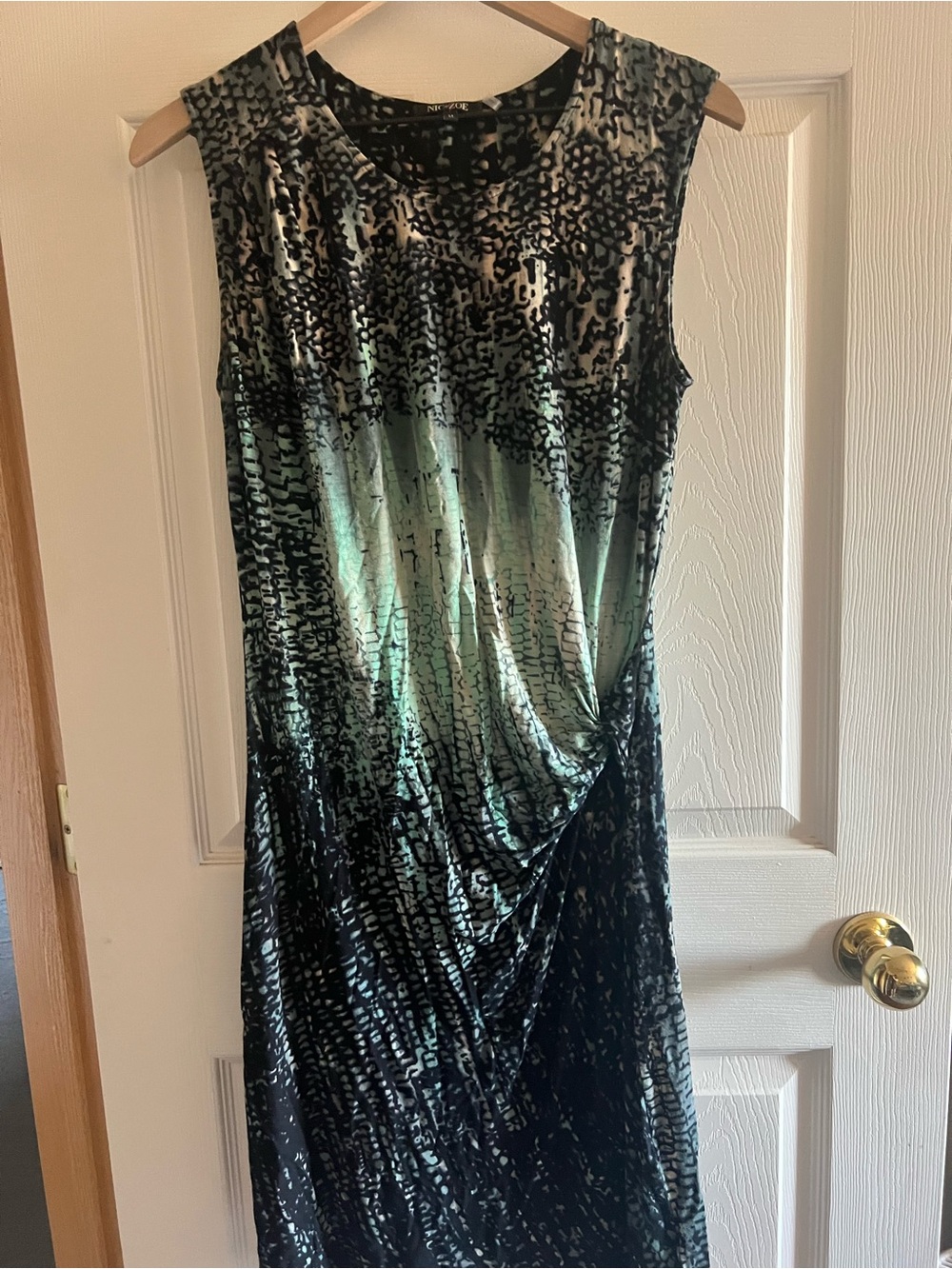 NIC+ZOE Black and Light Blue Patterned Velvet Dress M
